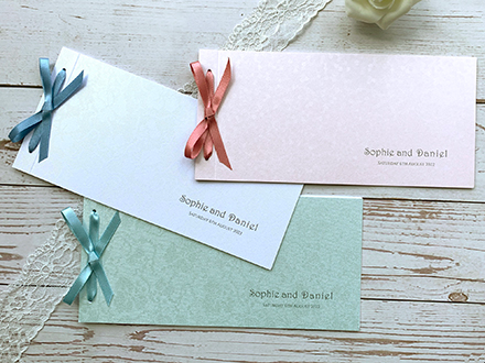 Satin Bow cheque Book invitations